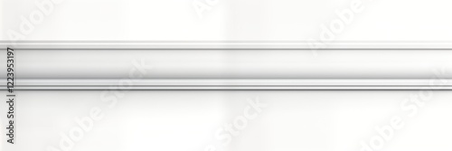 Long white baseboard plinth isolated on transparent background. Decorative molding decorative border simple rectangular profile. Modern design interior element. Ideal for home decor interior design