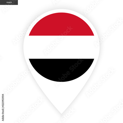 Free Download Yemen marker icon with white border on white background. Yemen pin icon isolated on white background	
 - GFXLoad