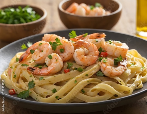 spaghetti with shrimps