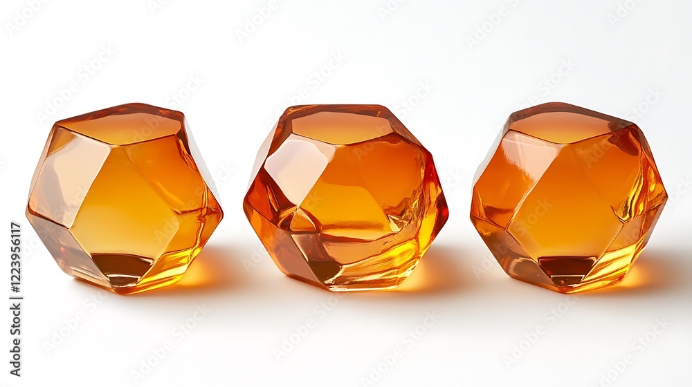Three Amber Glass Gems in a Row Three Amber Glass Gems in a Row