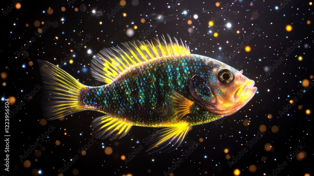 Fototapeta premium Cosmic Fish in Sparkling Galaxy