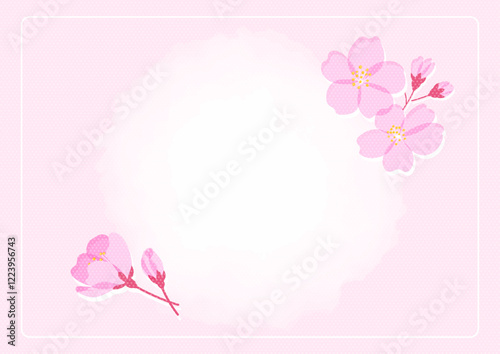 Obraz na płótnie シンプルな桜カード –水彩の背景とレトロ桜の花デザイン w salonie