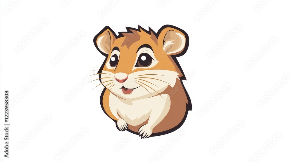 Obraz premium Adorable Cartoon Hamster Sitting Happily
