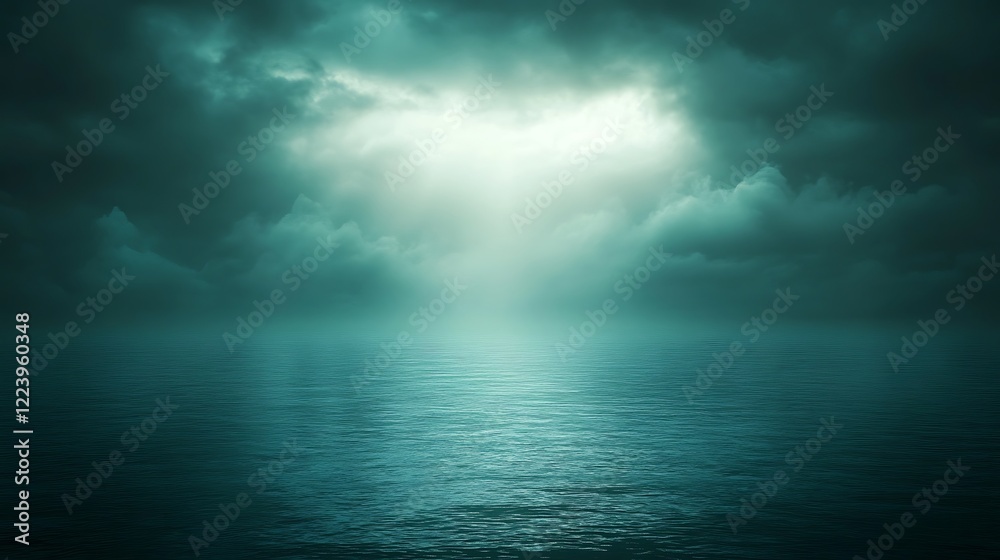 Obraz premium Dark Clouds Over a Calm Teal Ocean