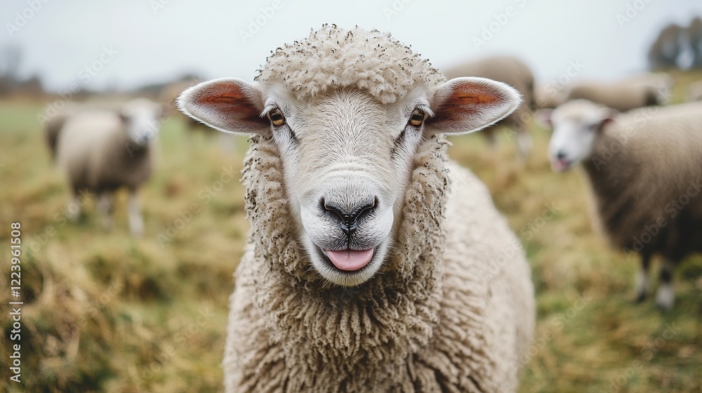 Sheep smiling, pasture, flock, rural scene, farm animal portrait Sheep smiling, pasture, flock, rural scene, farm animal portrait