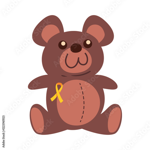 Teddy bear with heart and ribbon for cancer support