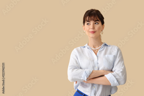 Beautiful businesswoman on ...