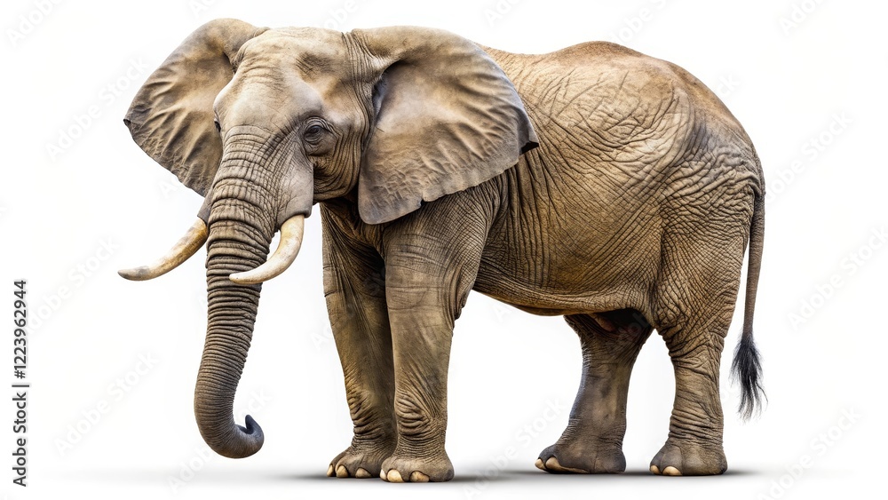 Fototapeta premium African Elephant on White Background