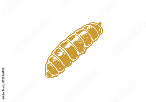 Black soldier fly maggots hand drawn Illustration Sketch Vector Isolated
