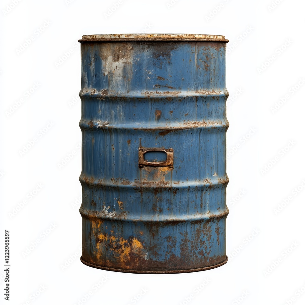 Rusted blue metal barrel isolated on white. (4) Rusted blue metal barrel isolated on white. (4)
