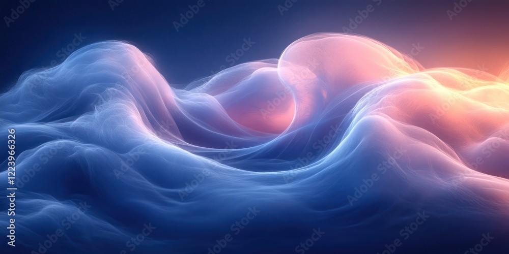 Fototapeta premium Abstract Blue Gradient Background with Soft Focus Ethereal Lighting and Smooth Curved Lines