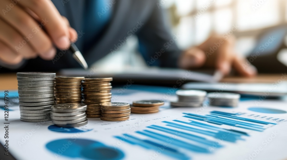 Financial Advisor Demonstrating Investment Portfolio Options to Client in Modern Office Setting with Natural Daylight Financial Advisor Demonstrating Investment Portfolio Options to Client in Modern Office Setting with Natural Daylight