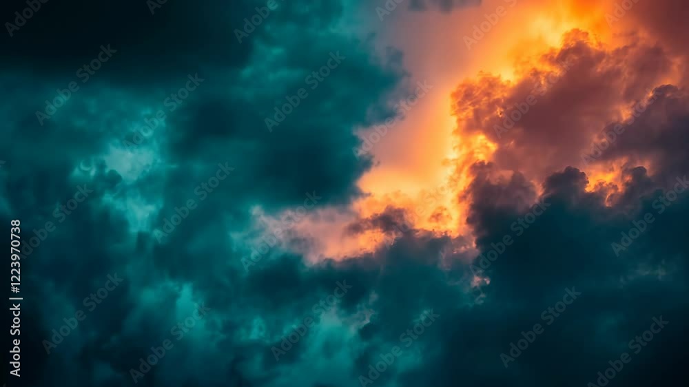 Abstract fiery and dark clouds in the sky. Abstract fiery and dark clouds in the sky.