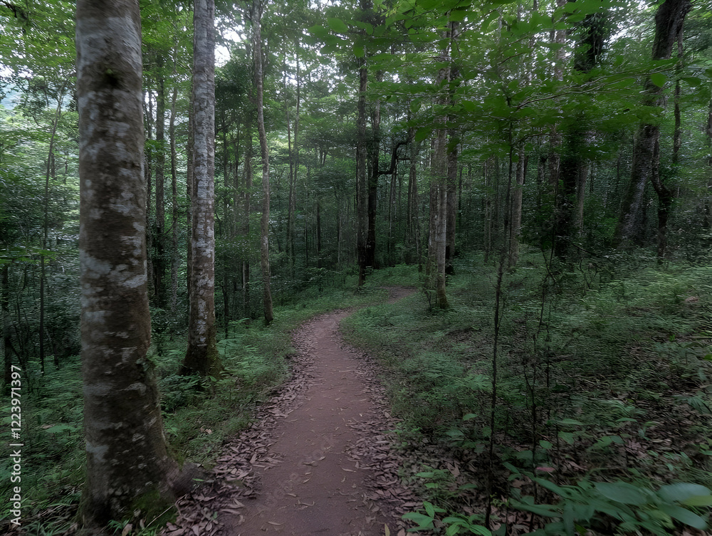 Obraz premium Forest trail winding path nature hike