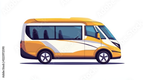 A yellow and white passenger van illustration