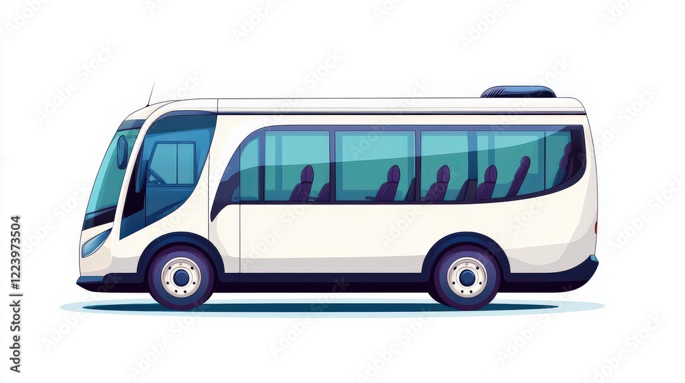 A White Passenger Minibus With Seats Visible Through Windows A White Passenger Minibus With Seats Visible Through Windows