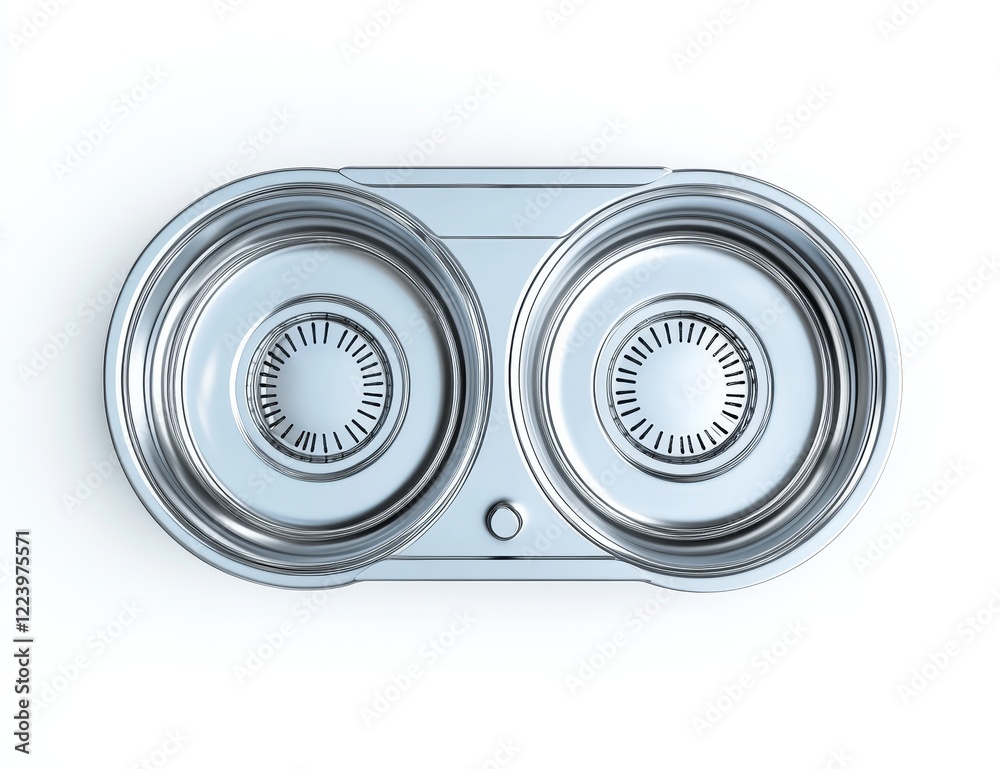 Top view of a double stainless steel sink. Top view of a double stainless steel sink.
