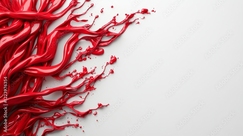 Vibrant Red Paint Splash on Crisp White Background Evoking Creative Energy and Artistic Expression in a Contemporary Style Perfect for Modern Art and Design Projects and Visual Presentations Vibrant Red Paint Splash on Crisp White Background Evoking Creative Energy and Artistic Expression in a Contemporary Style Perfect for Modern Art and Design Projects and Visual Presentations
