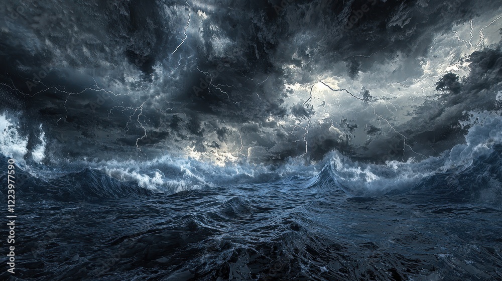 Obraz premium Coastal Lightning Storm