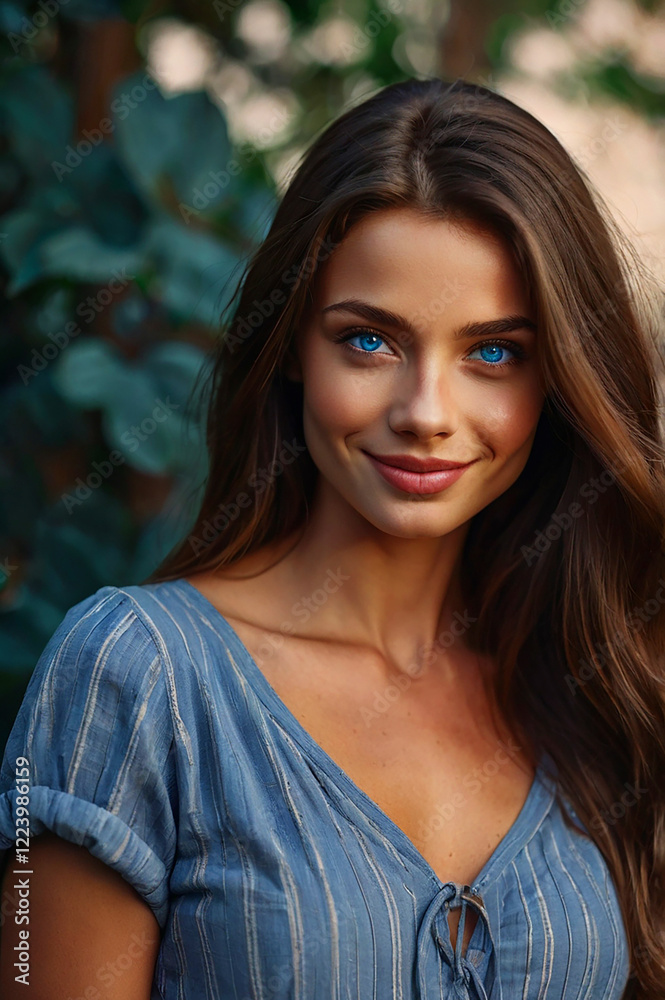 Naklejka premium A beautiful woman blue eyes