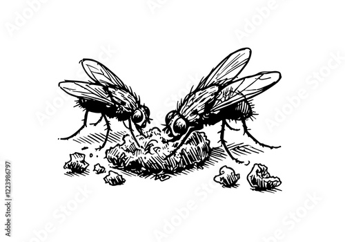 Fruit fly hand drawn Illustration Sketch Vector Isolated
