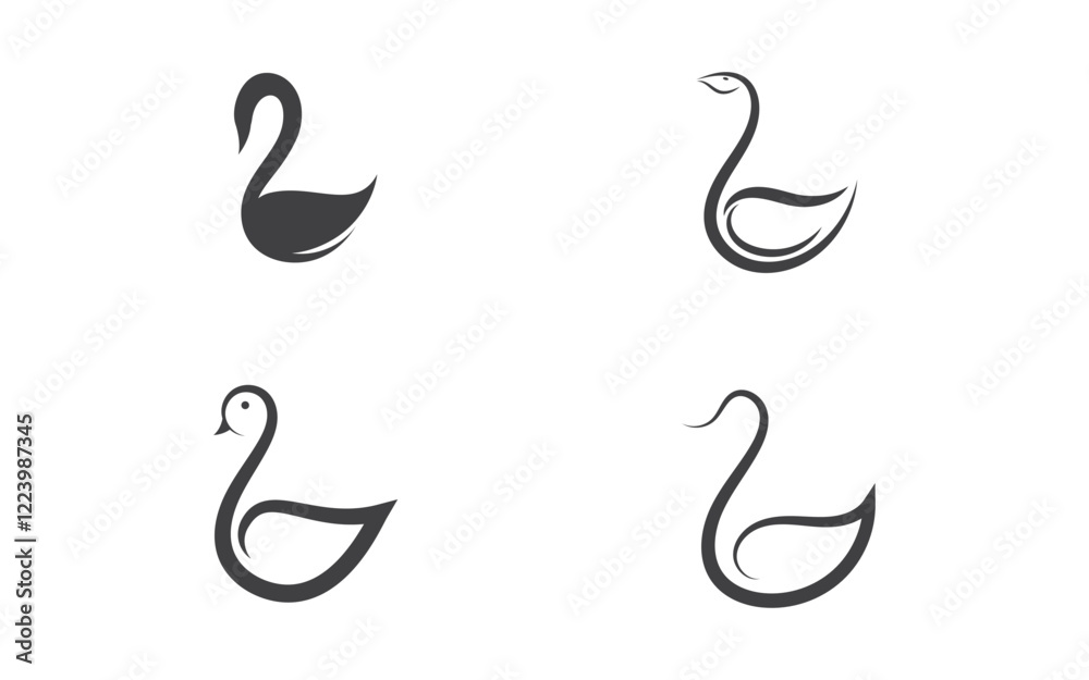 Beauty Swan icon Template Logo illustration design Beauty Swan icon Template Logo illustration design