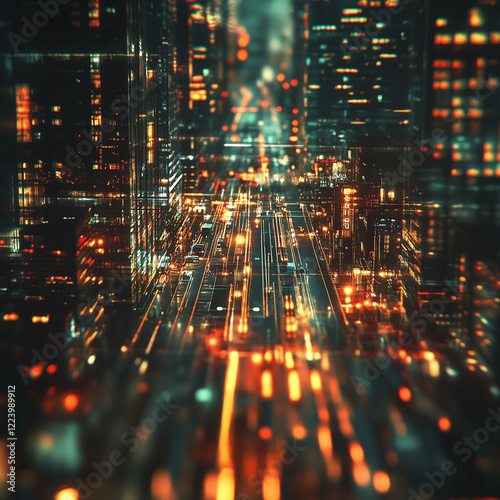 Wallpaper Mural Evening business district. Generative AI -  Torontodigital.ca