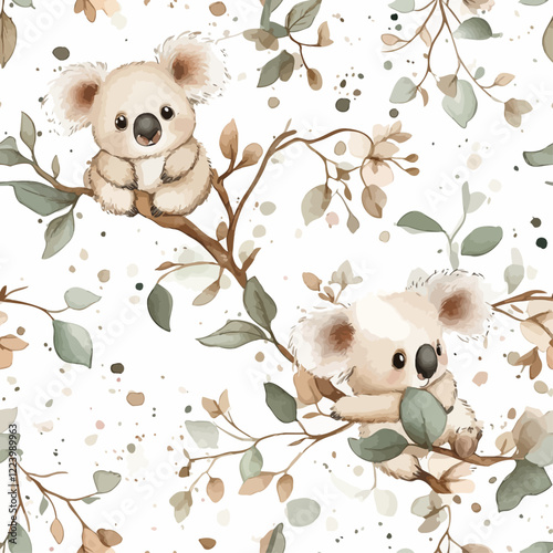 seamless pattern with koala Cartoon Illustration Graphic