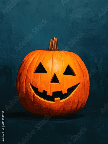 Smiling Jack O' Lantern On Dark Background photo