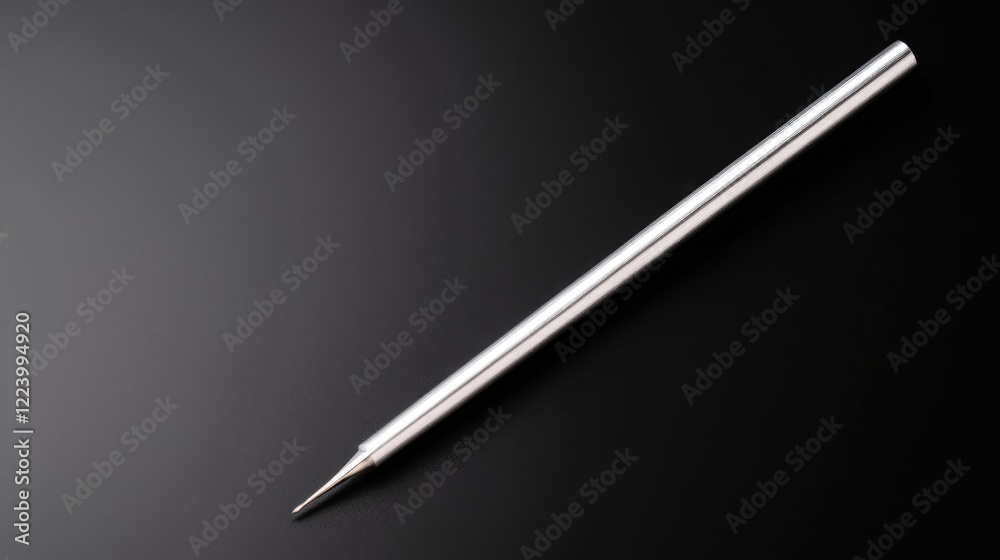 Sleek silver stylus on dark background; design element Sleek silver stylus on dark background; design element
