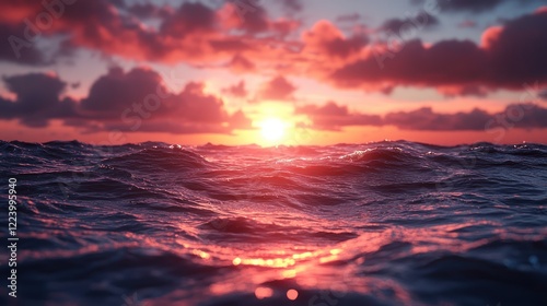 Ocean Sunset: A Captivating View of the Setting Sun over the Waves