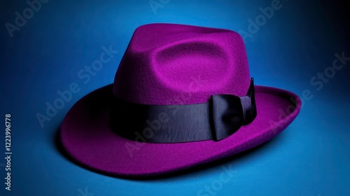 A vibrant purple hat with a black band, perfect for fashion and creative themes photo