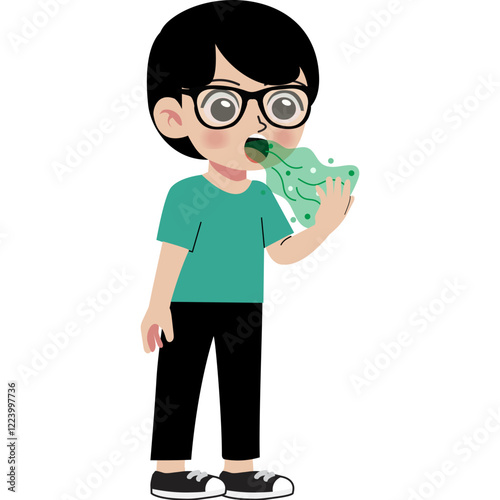 Kid check bad breath in mouth