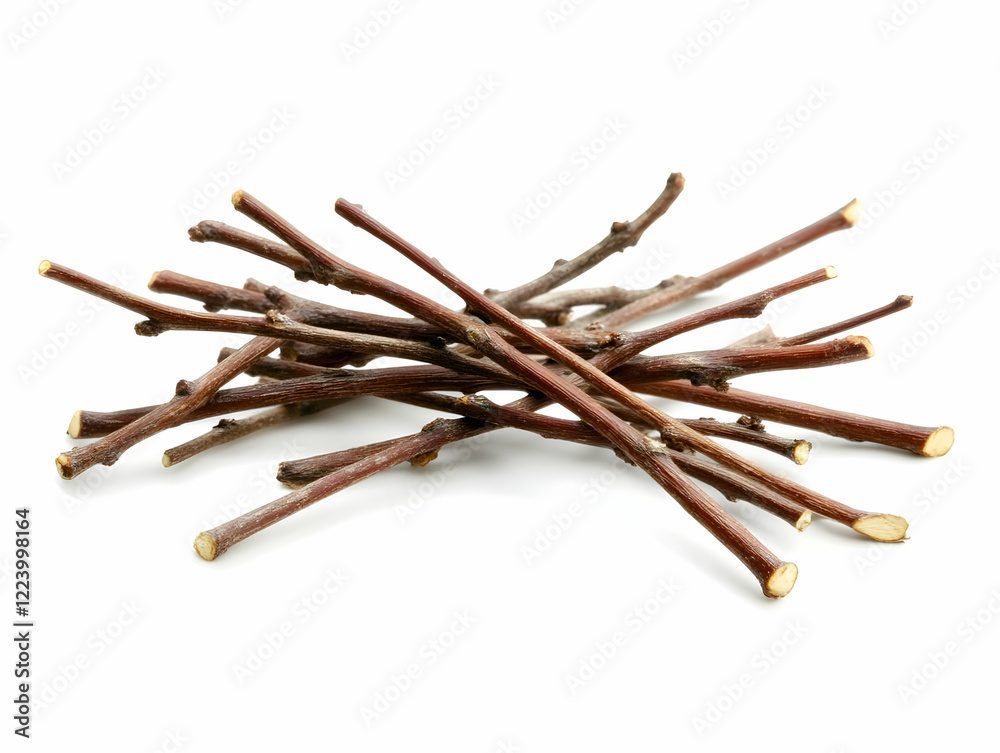 Twigs pile, white background, nature Twigs pile, white background, nature