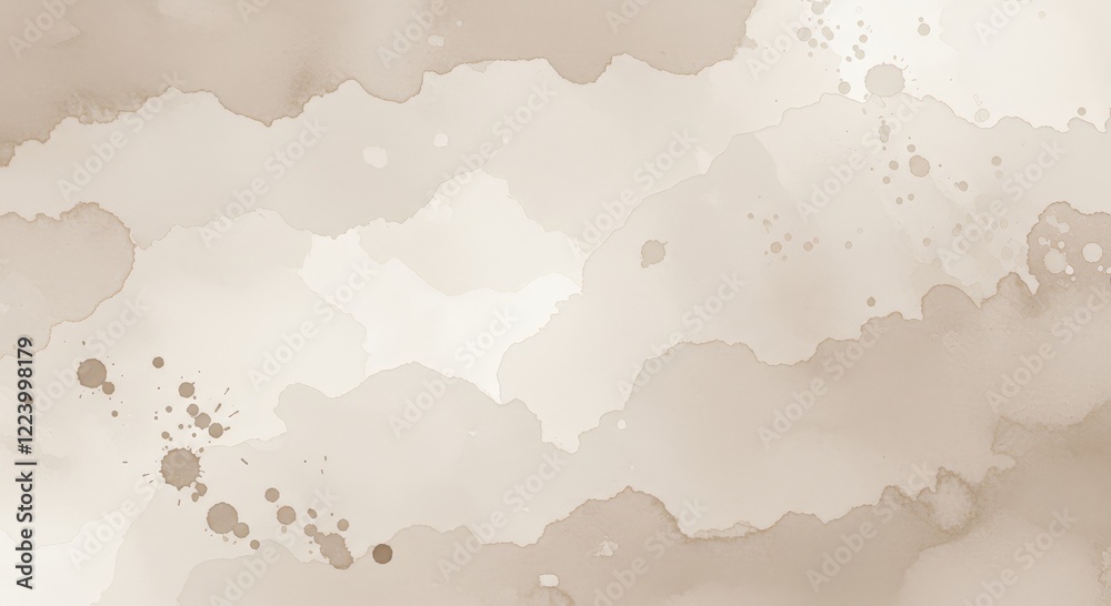Obraz premium Light dusty soft pastel color shade. Brown sepia beige nude gray white abstract watercolor pattern. Elegant art background. Paper brush stain splash