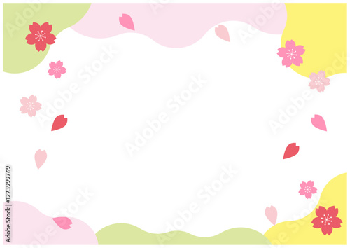 桜の花が舞うおしゃれな春の背景素材2