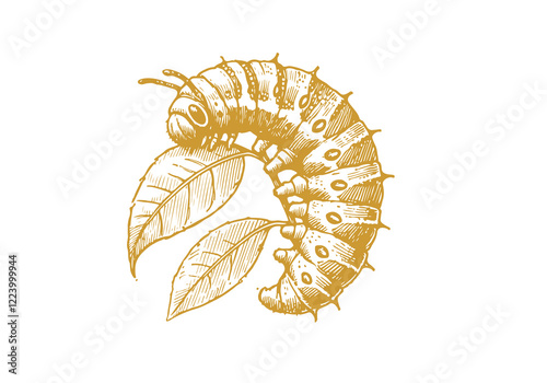 Larvae hand drawn Illustration Sketch Vector Isolated