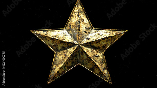 Rusty gold star on black background