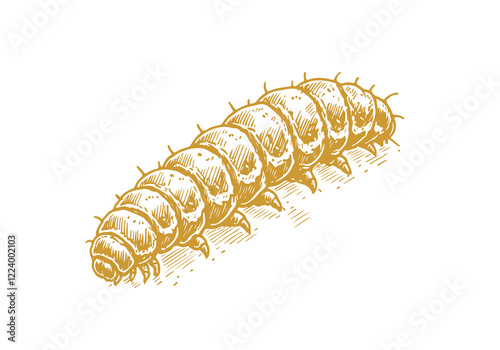 Larvae hand drawn Illustration Sketch Vector Isolated