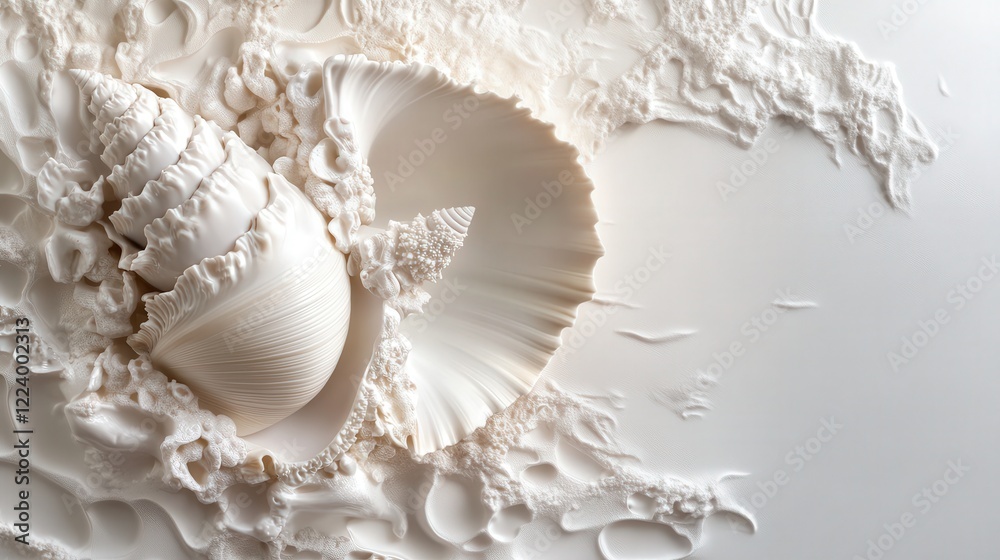 conch shell and a clam, emphasizing the natural elegance and intricate details of these sea creatures conch shell and a clam, emphasizing the natural elegance and intricate details of these sea creatures