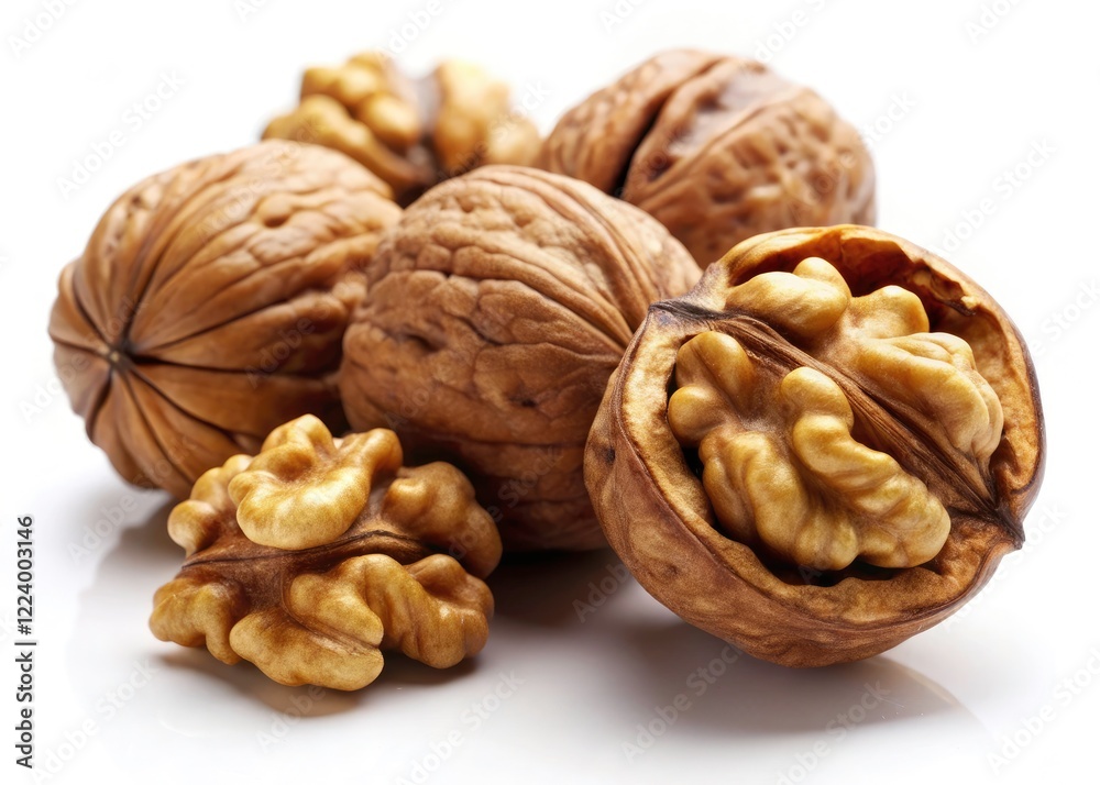 Delicious Walnuts Close-Up: High-Resolution Food Photography Image, Isolated Nuts, Healthy Snack Delicious Walnuts Close-Up: High-Resolution Food Photography Image, Isolated Nuts, Healthy Snack