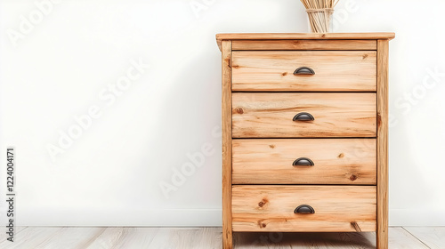 Wooden chest of drawers, minimalist room photo