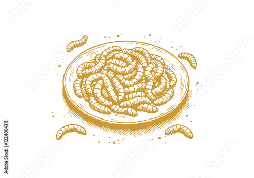 Mealworm hand drawn Illustration Sketch Vector Isolated