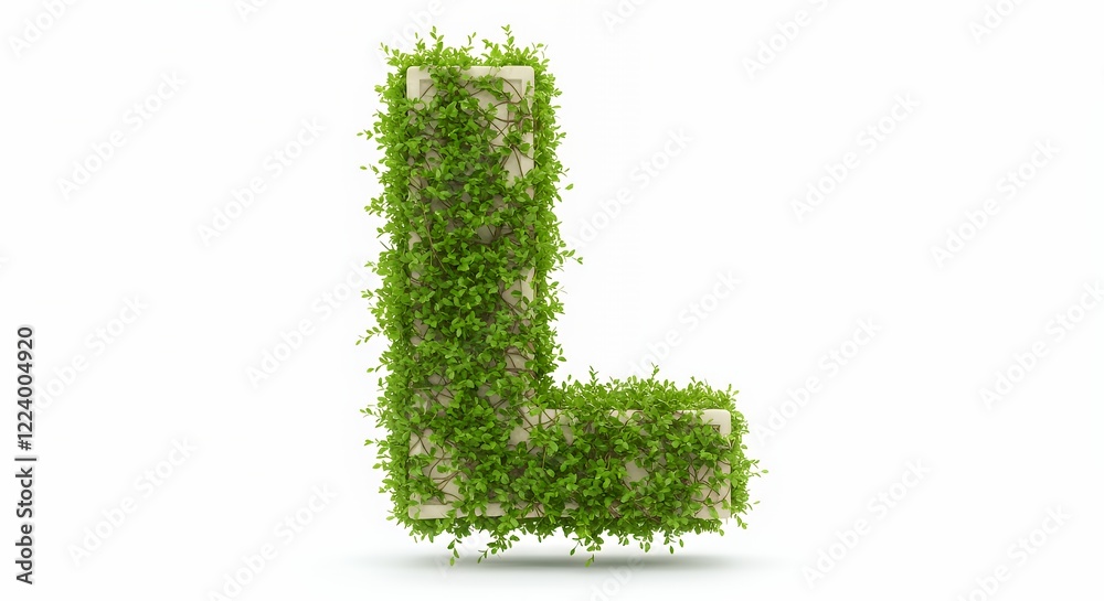 Green foliage covers a capital letter L shape Green foliage covers a capital letter L shape