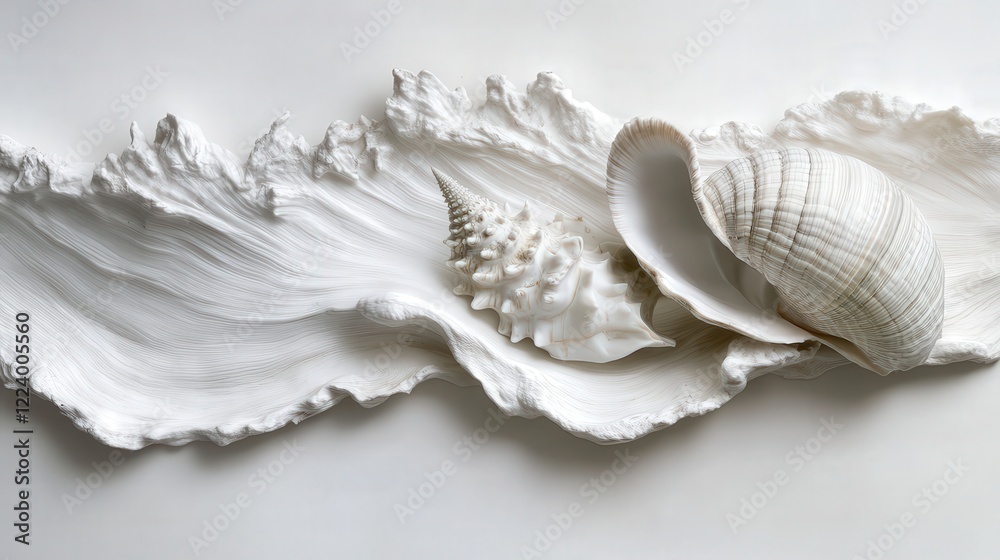 conch shell alongside a clam, emphasizing the natural elegance and intricate details of these marine creatures conch shell alongside a clam, emphasizing the natural elegance and intricate details of these marine creatures
