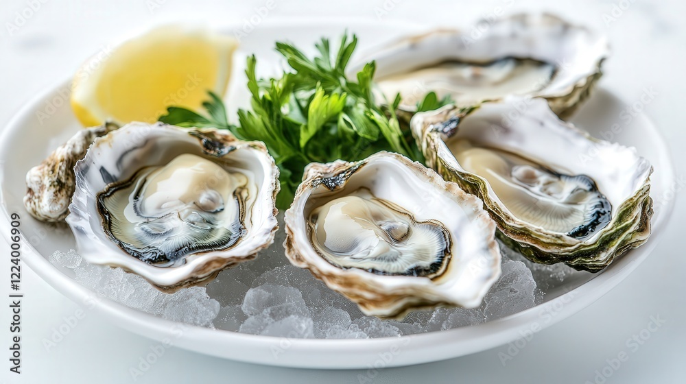 fresh oysters on a white dish, highlighting the pristine condition and the invertebrate characteristics of the seafood fresh oysters on a white dish, highlighting the pristine condition and the invertebrate characteristics of the seafood