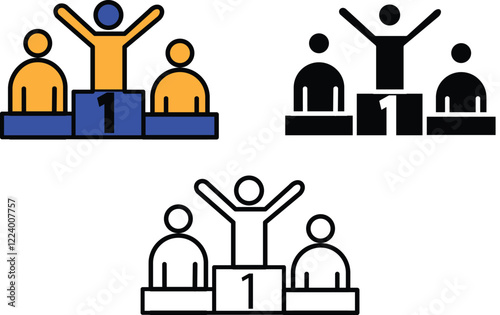 Podium Icon with Winners - Leadership and Success Achievement Graphic with Transparent Background"

