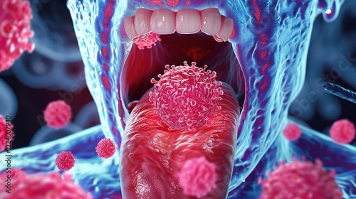 A Visual Depiction of Tongue Cancer: Understanding the Abnormal Growth on the Tongue and Its Impact on Oral Health. Insights into the Seriousness of This Condition photo