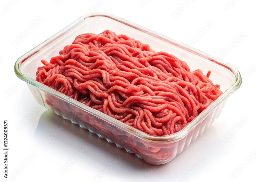 Ground Beef Packaging, Minced Meat Container, Raw Meat, Food Photography, White Background, Isolated Product Shot, Butcher Shop, Grocery Store, Meat Product Ground Beef Packaging, Minced Meat Container, Raw Meat, Food Photography, White Background, Isolated Product Shot, Butcher Shop, Grocery Store, Meat Product