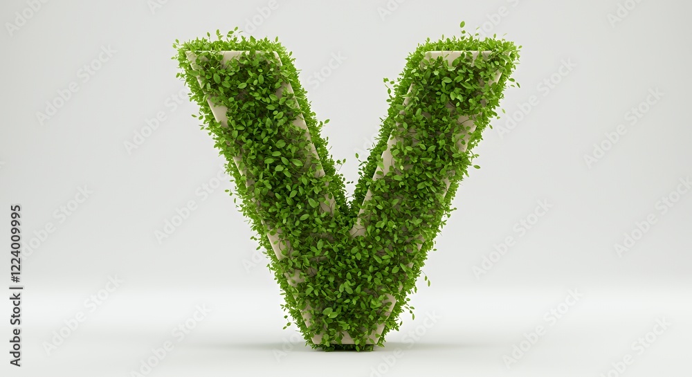 Green foliage forms the letter V shape